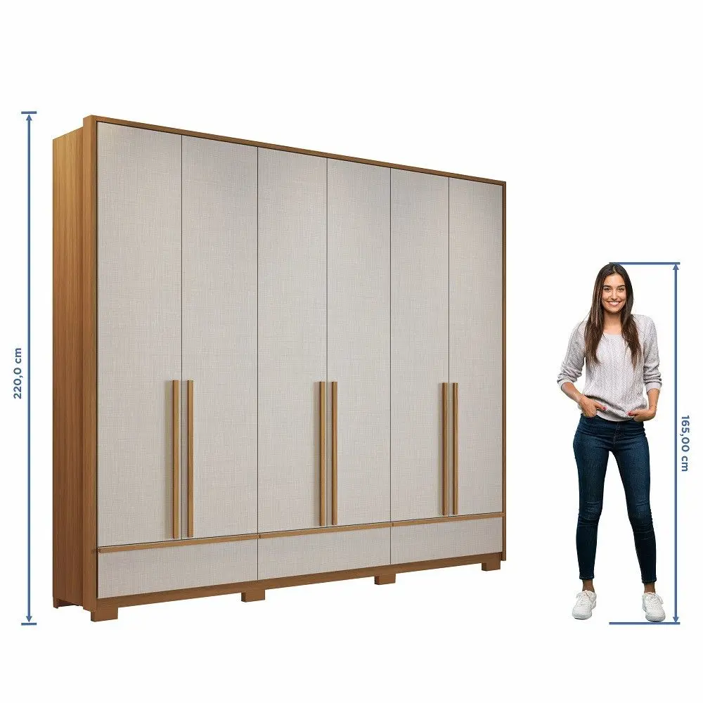 Guarda-Roupa Notável NT6035 6 Portas Freijó/Off White | Lojas Top