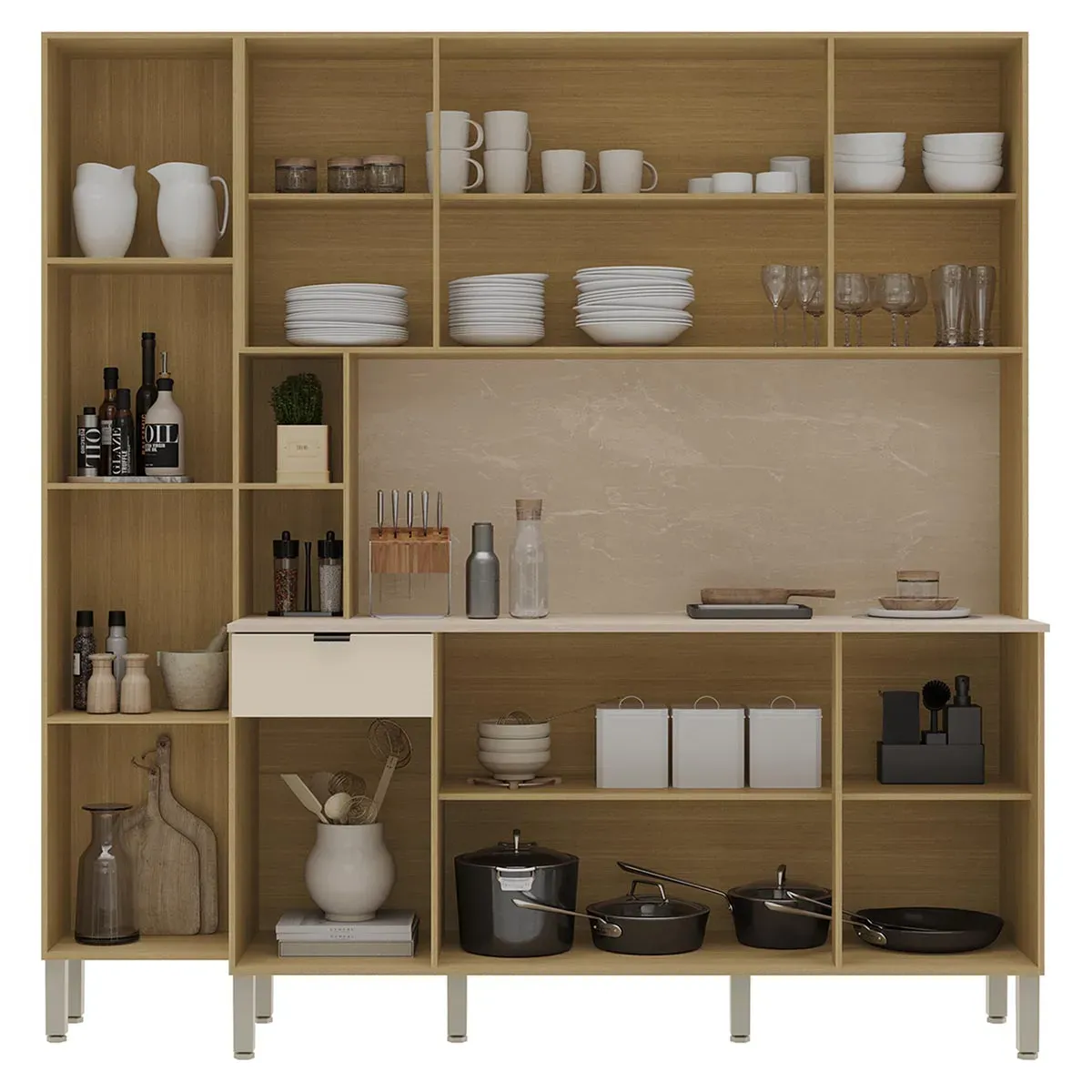 Kit Cozinha Pulse Kits Paraná - Freijó/Vanilla | Lojas Top Móveis