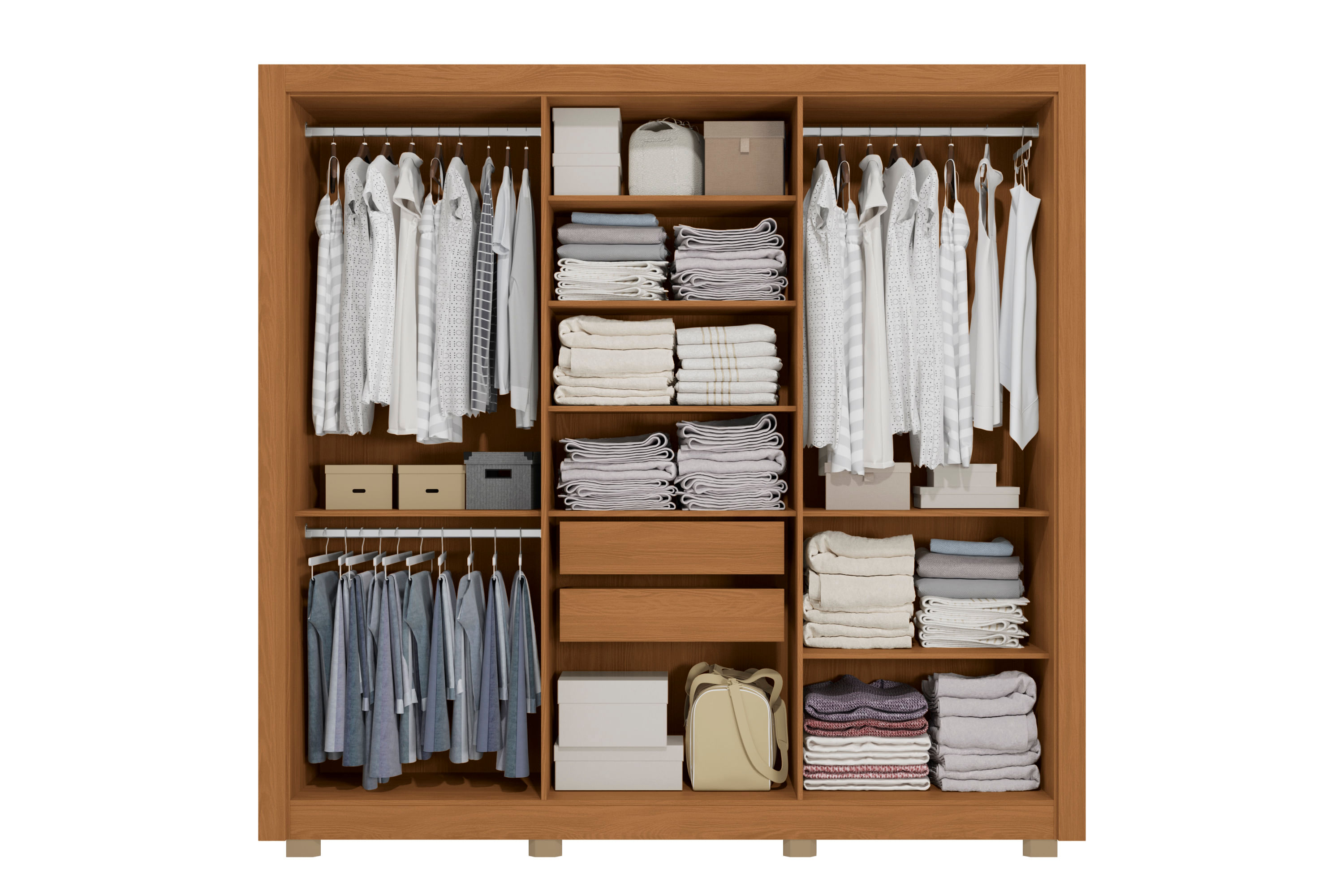Guarda Roupa Casal CB02M569 6 Pt e 2 Gav Com Pés Kappesberg