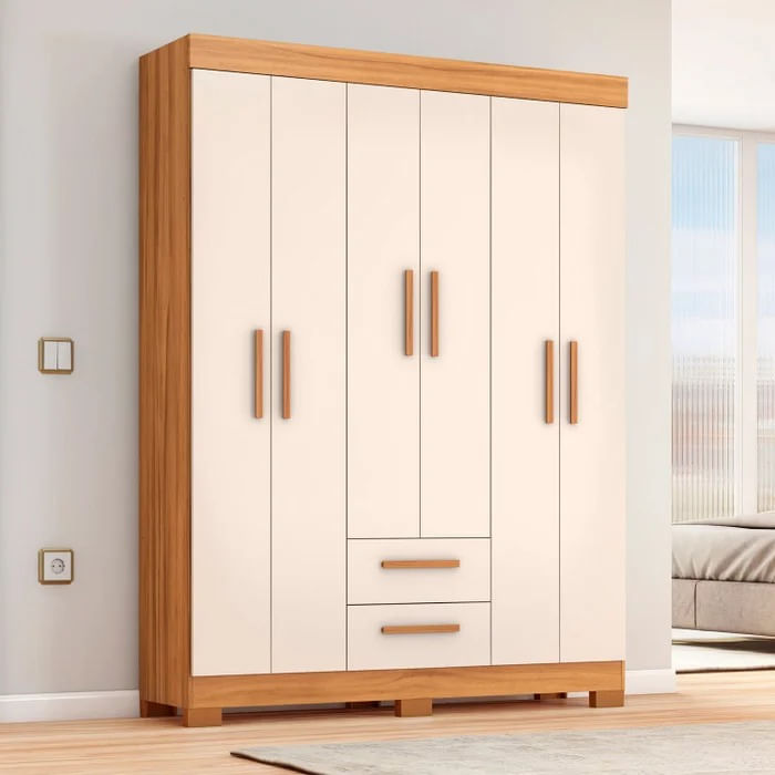 Guarda Roupa 6 Portas NT6015 com 2 Gav com Pés Notável | Lojas Top