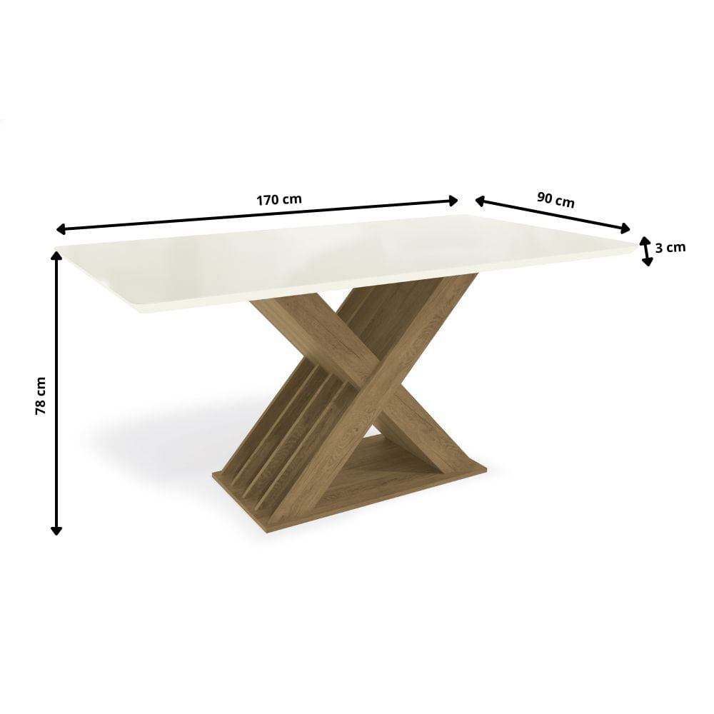 Mesa Graviola 170x90cm Kappesberg - Canela/Off White | Lojas Top