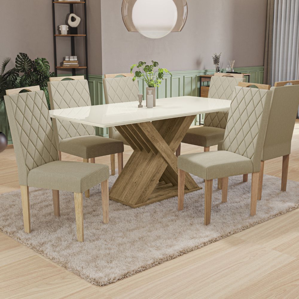 Mesa Graviola 170x90cm Kappesberg - Canela/Off White | Lojas Top